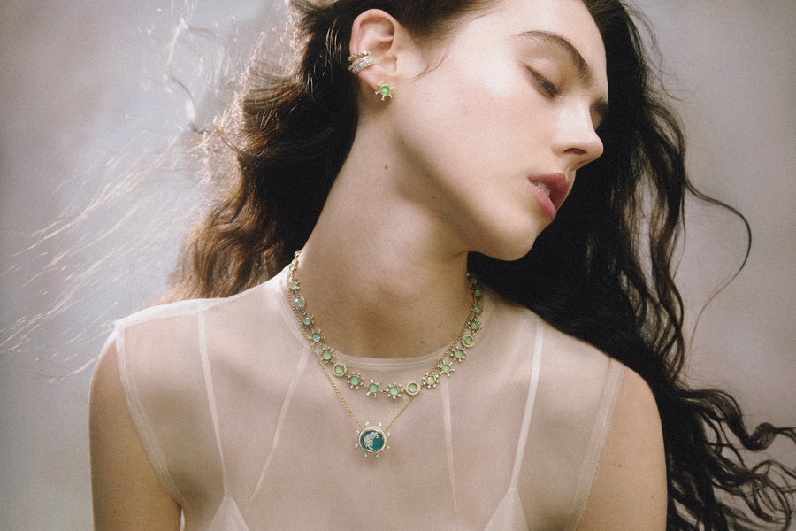 Starburst Studs - Chrysoprase