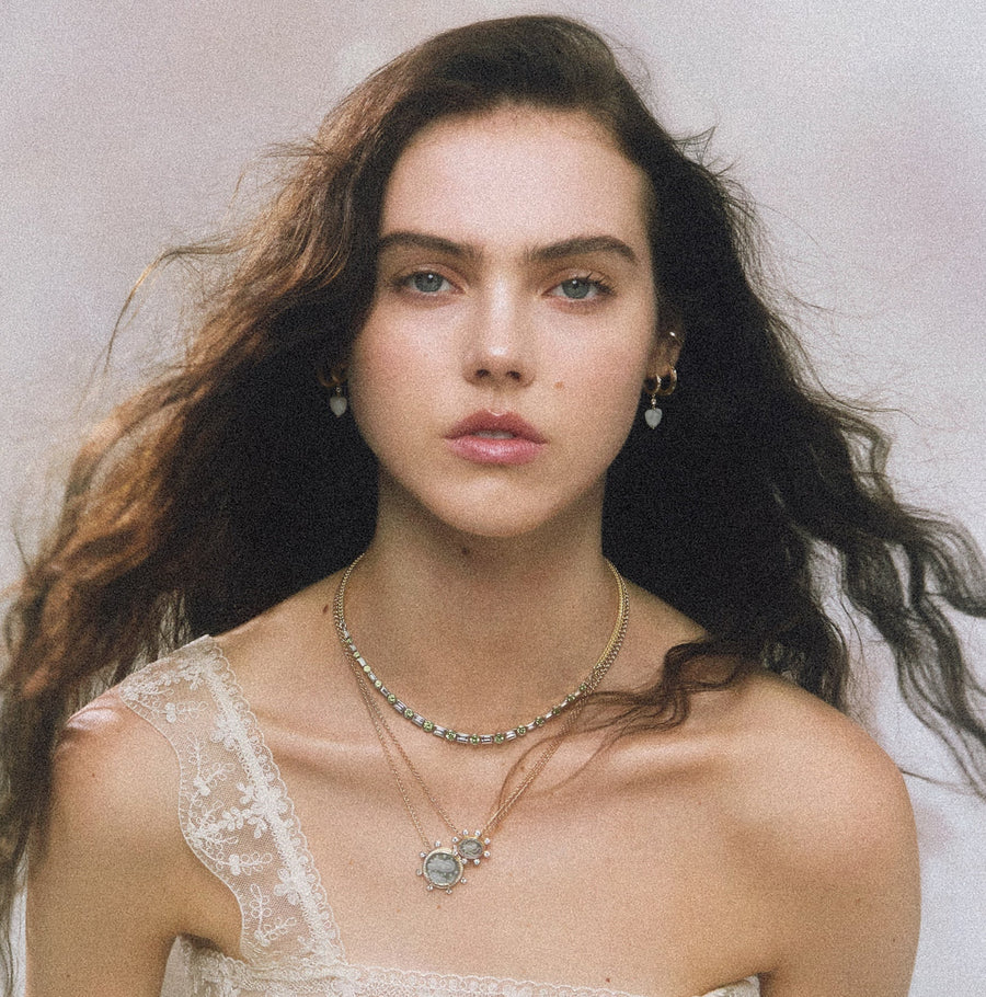 Cloud Caspian Necklace - Mother-of-Pearl and Diamond