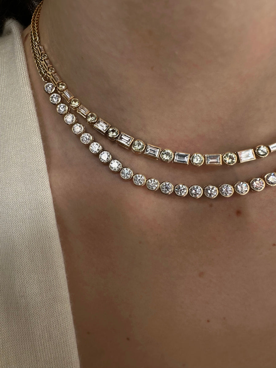 Diamond and Mali Garnet Bubble Necklace