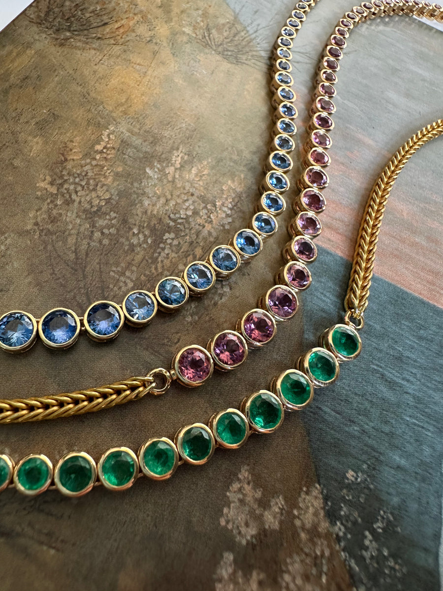 Asymmetrical Pink Tourmaline Bubble Necklace