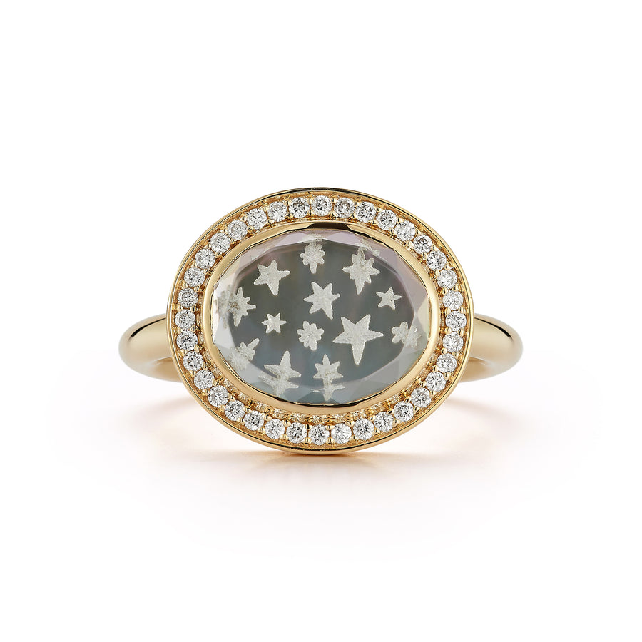 Pavé Star Caspian Ring - Grey Mother-of-Pearl and Diamond