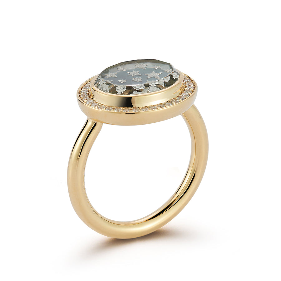 Pavé Star Caspian Ring - Grey Mother-of-Pearl and Diamond