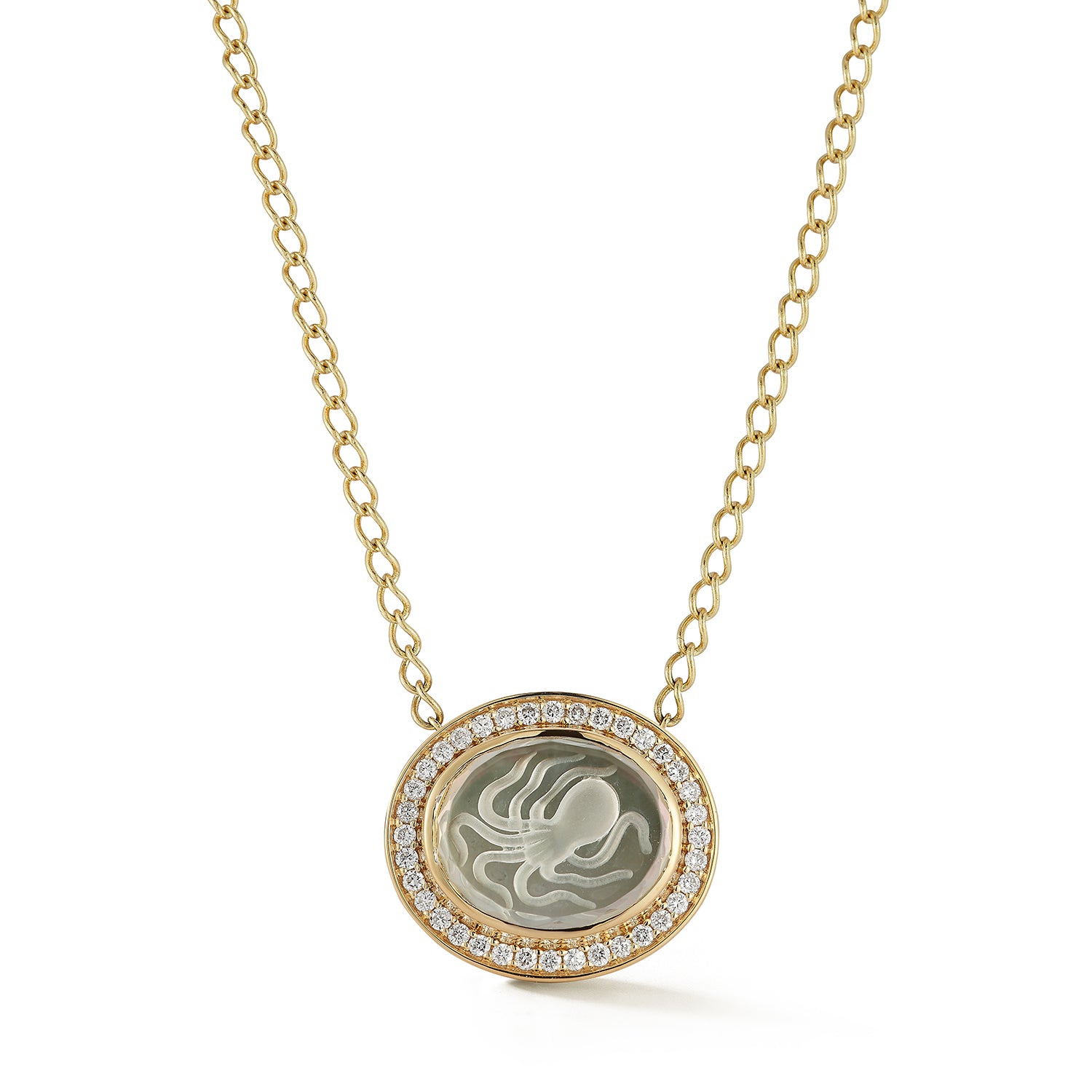Pavé Octopus Caspian Necklace - Grey Mother-of-Pearl – RENNA