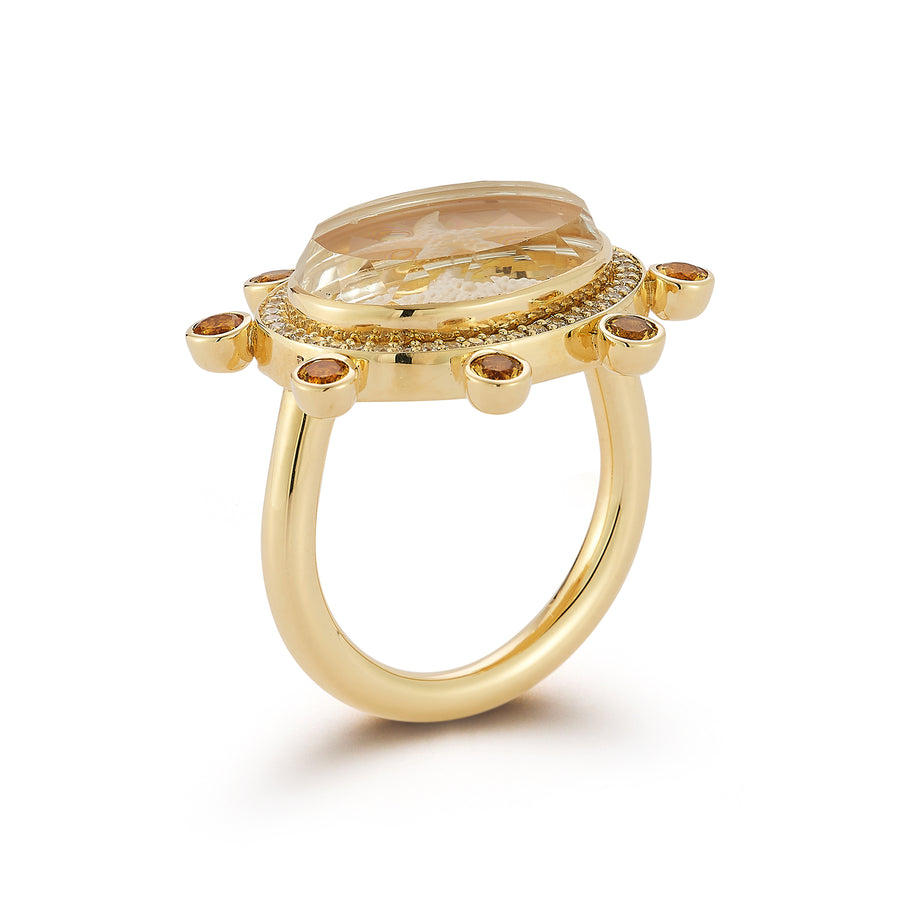Starfish Caspian Ring - Yellow Mother-of-Pearl, Diamond and Yellow Sapphire