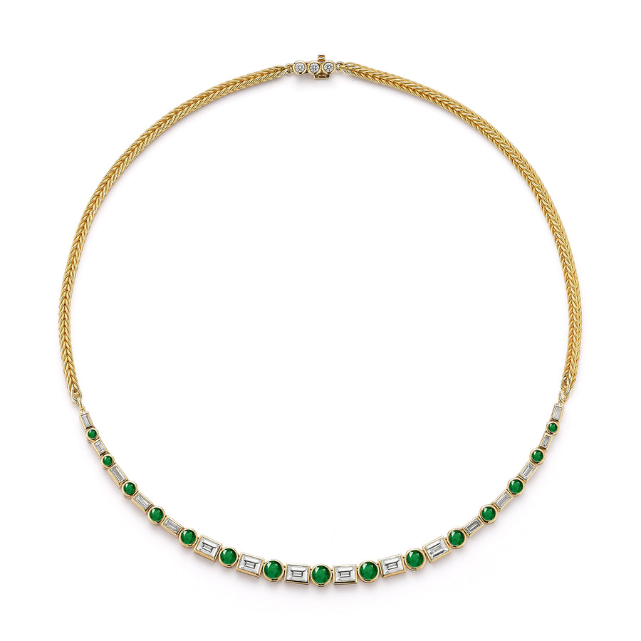 Diamond and Emerald Dot-Dash Bubble Necklace