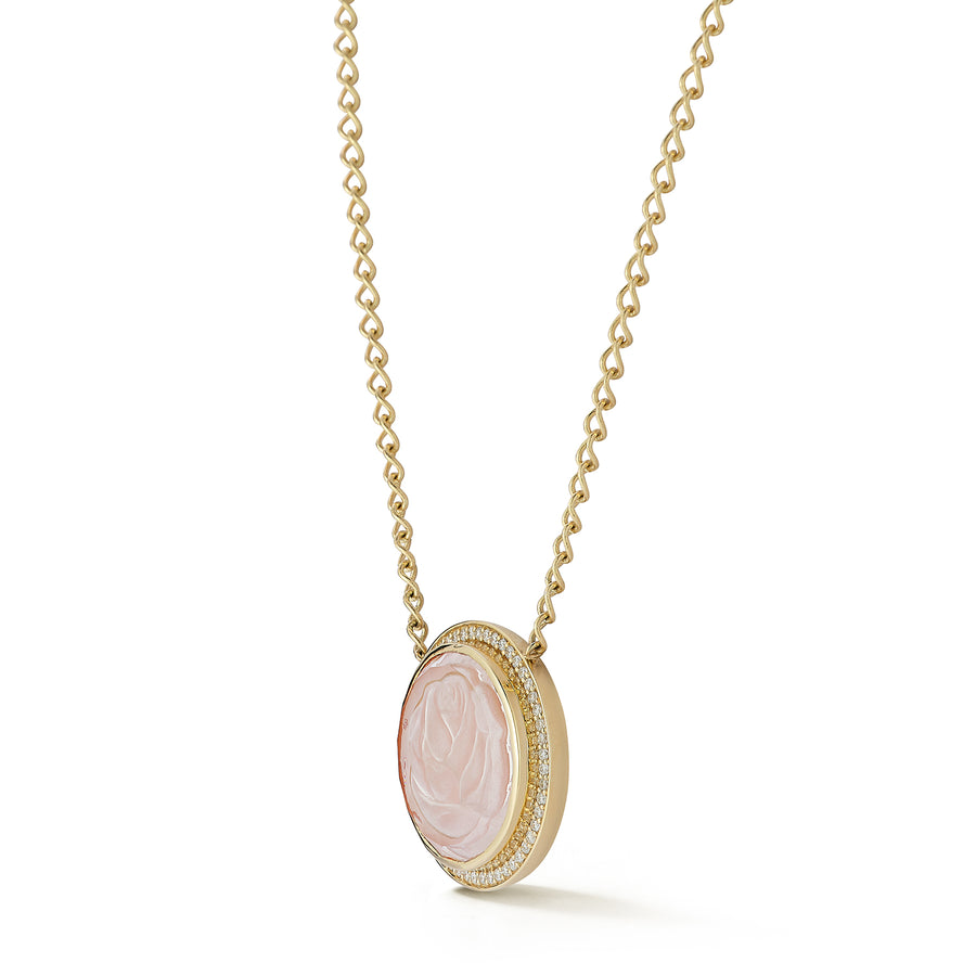 Blossom Caspian Necklace - Pink Opal and Diamond