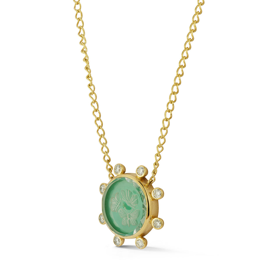 Butterfly Caspian Necklace -Chrysoprase and Diamond