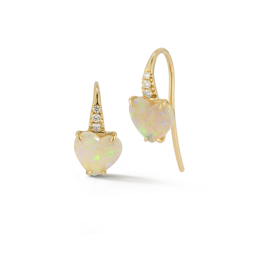 Dew Drop Earrings - Opal Hearts