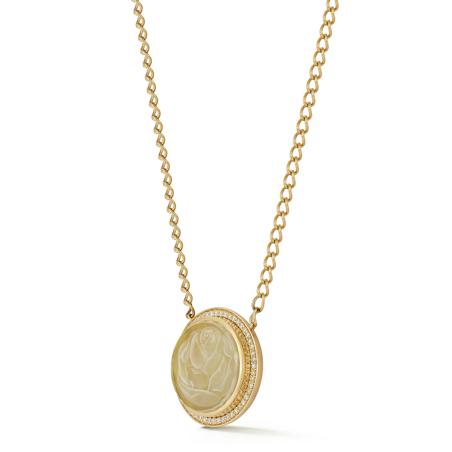 Blossom Caspian Necklace - Yellow Mother-of-Pearl and Diamond