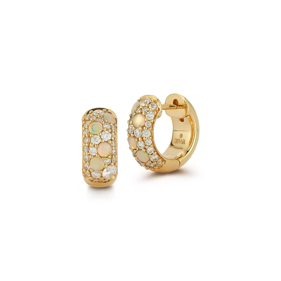 Tidepool Huggie Hoops - Diamond and Opal