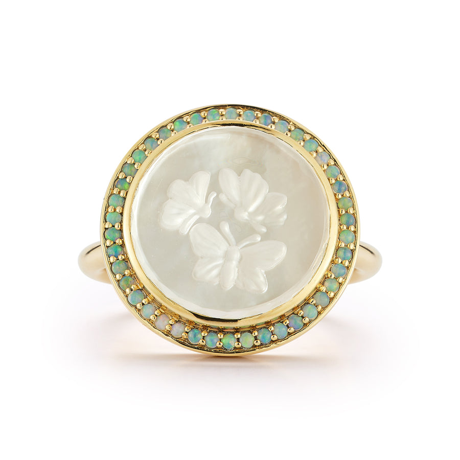 Butterfly Caspian Ring - Mother-of-Pearl and Opal