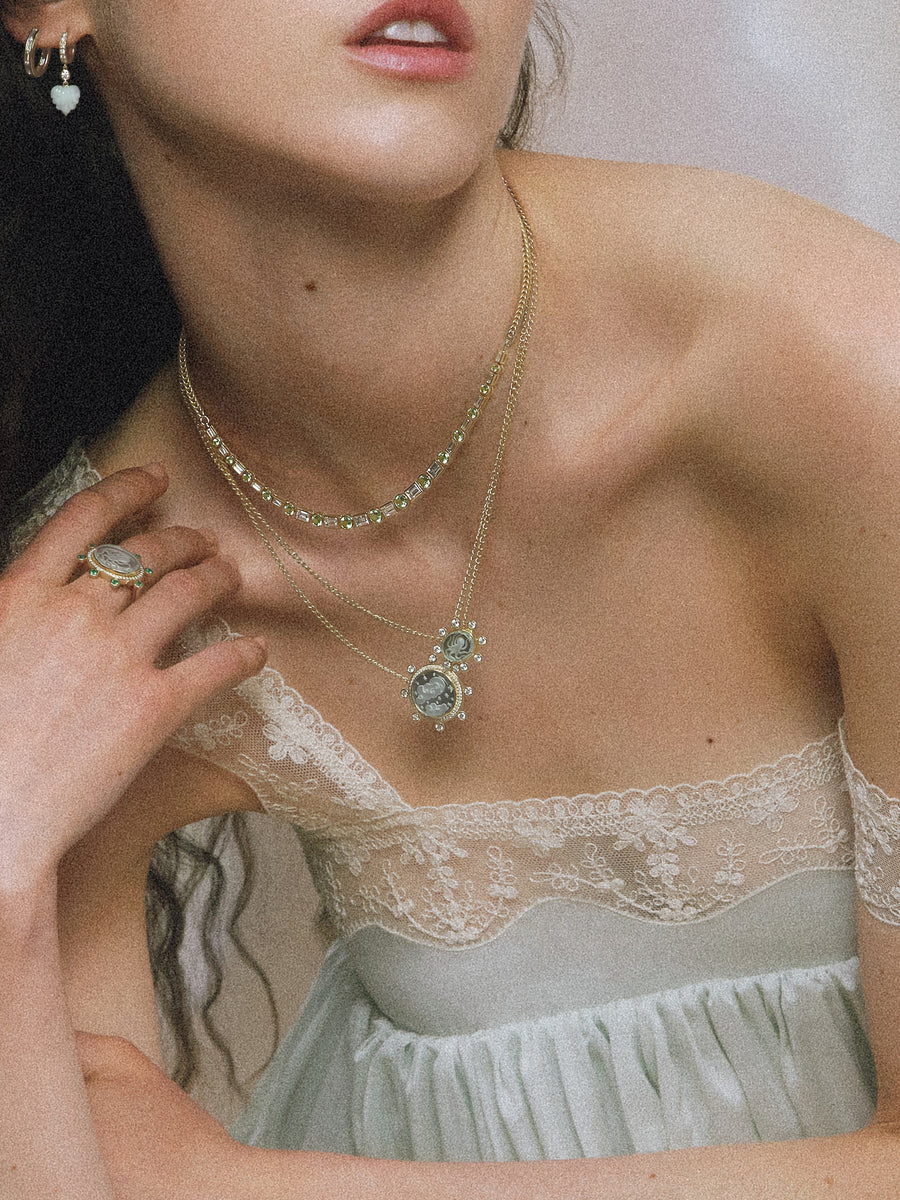 Cloud Caspian Necklace - Mother-of-Pearl and Diamond
