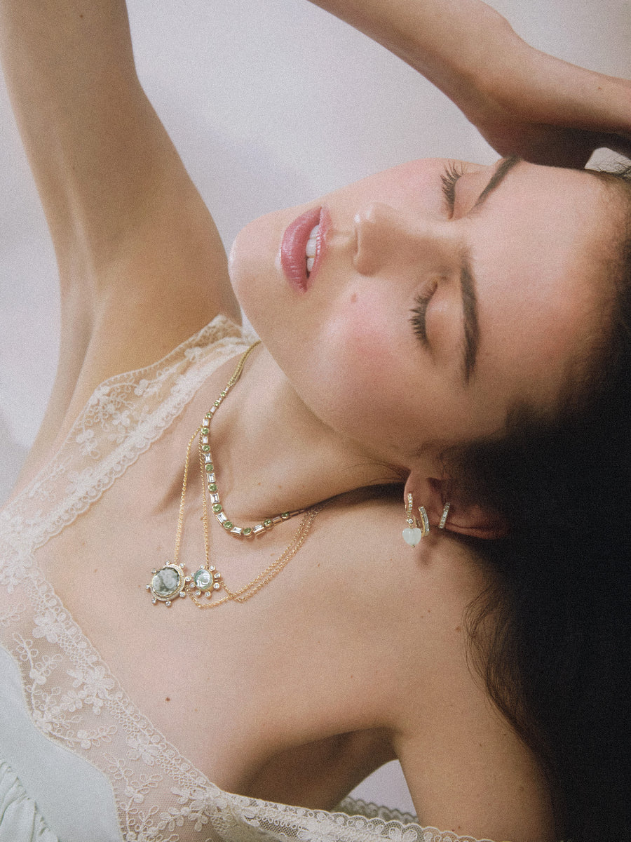 Cloud Caspian Necklace - Mother-of-Pearl and Diamond