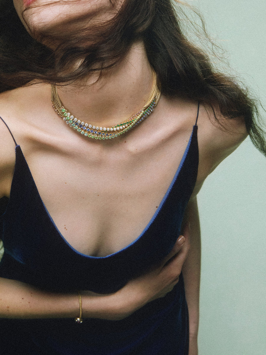 Asymmetrical Pink Tourmaline Bubble Necklace