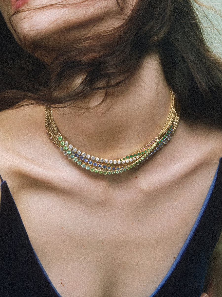 Asymmetrical Pink Tourmaline Bubble Necklace