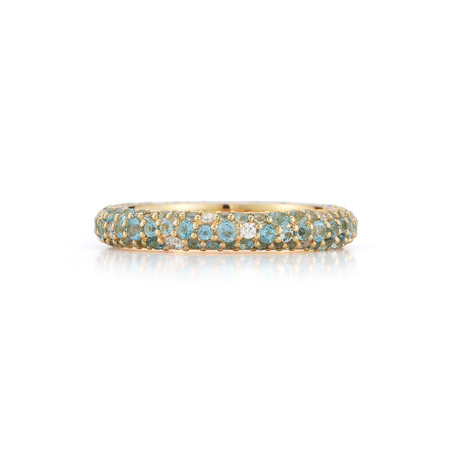 Thin Tidepool Ring - Aquamarine and Topaz