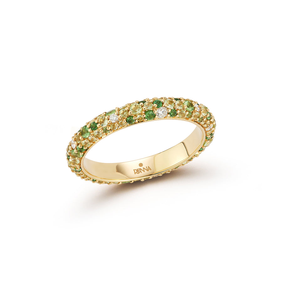 Thin Tidepool Ring - Peridot and Garnet