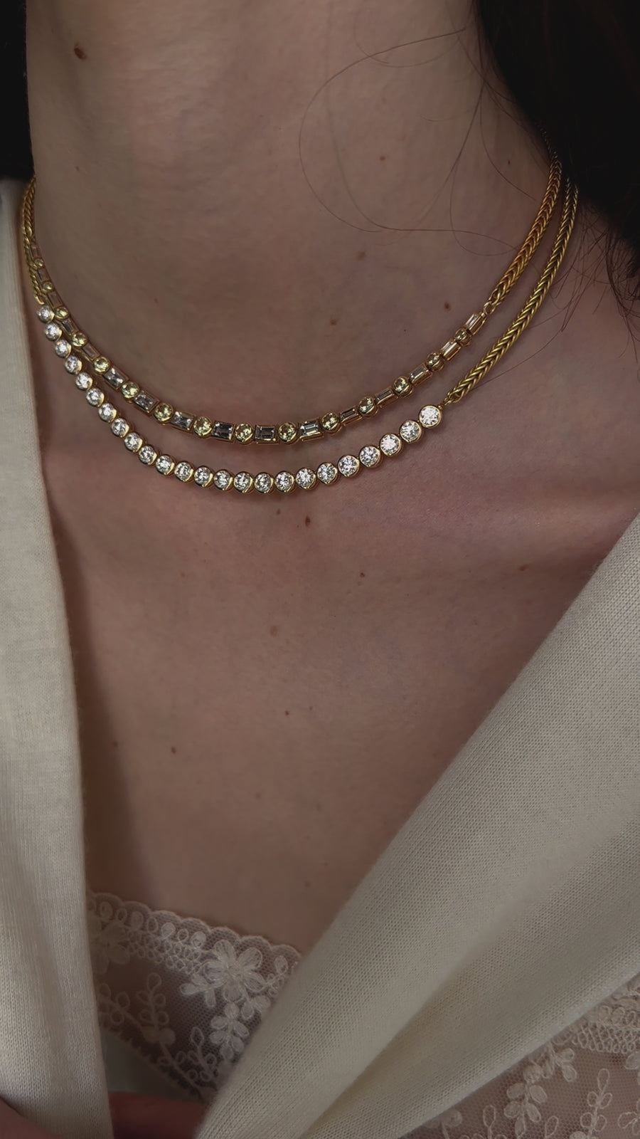 Diamond and Mali Garnet Bubble Necklace