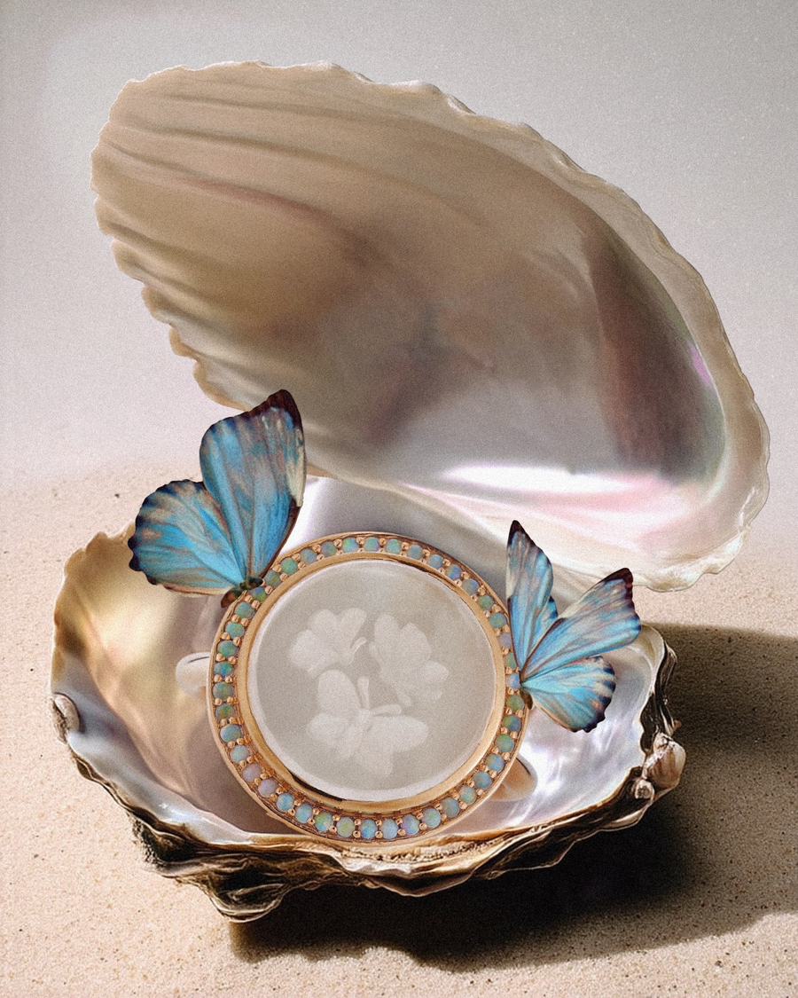 Butterfly Caspian Ring - Mother-of-Pearl and Opal