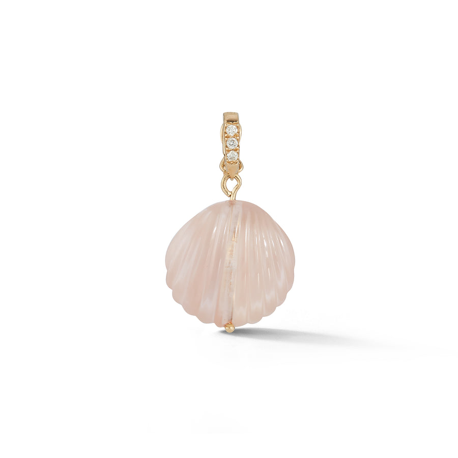 Dream Shell Pendant - Rose Quartz Scallop with Mother of Pearl