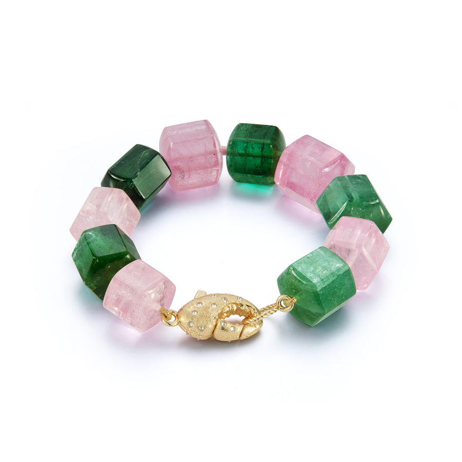 It's a LOBSTER CLASP - Pink Tourmaline and Emerald
