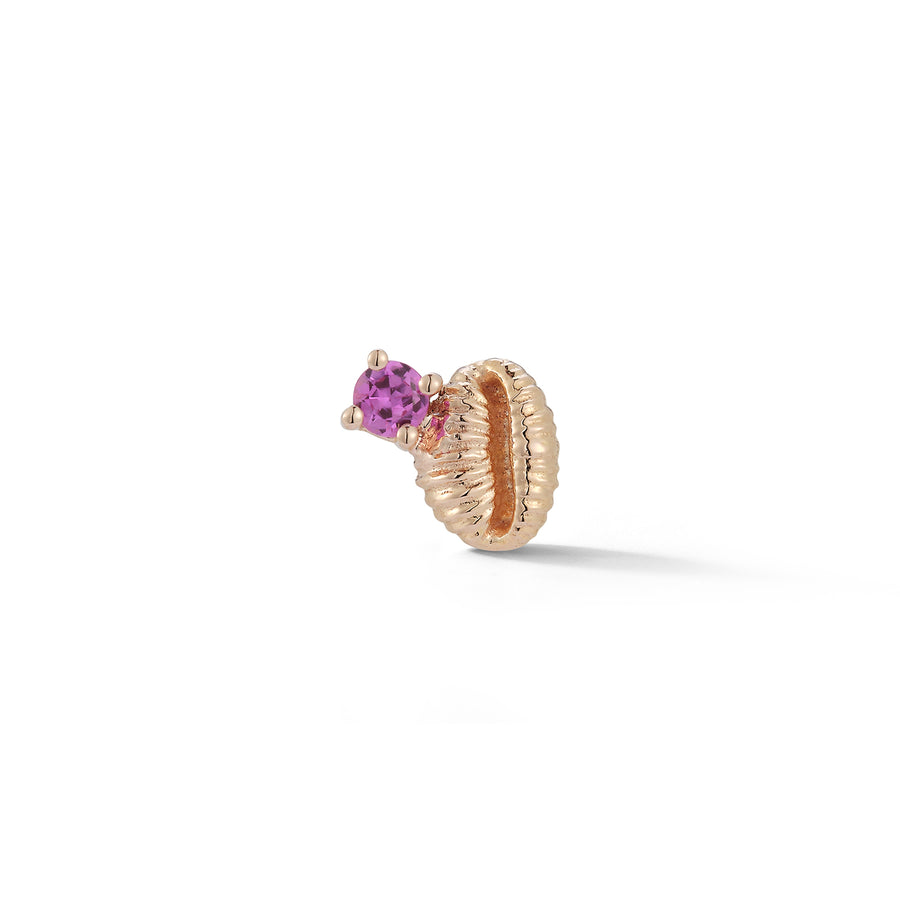 Bitsy Bean Stud with Pink Sapphire - Open