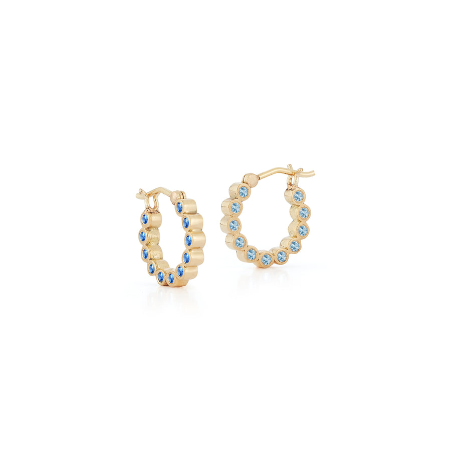 Bubble Double-Sided Aquamarine/Sapphire Hoops - Small