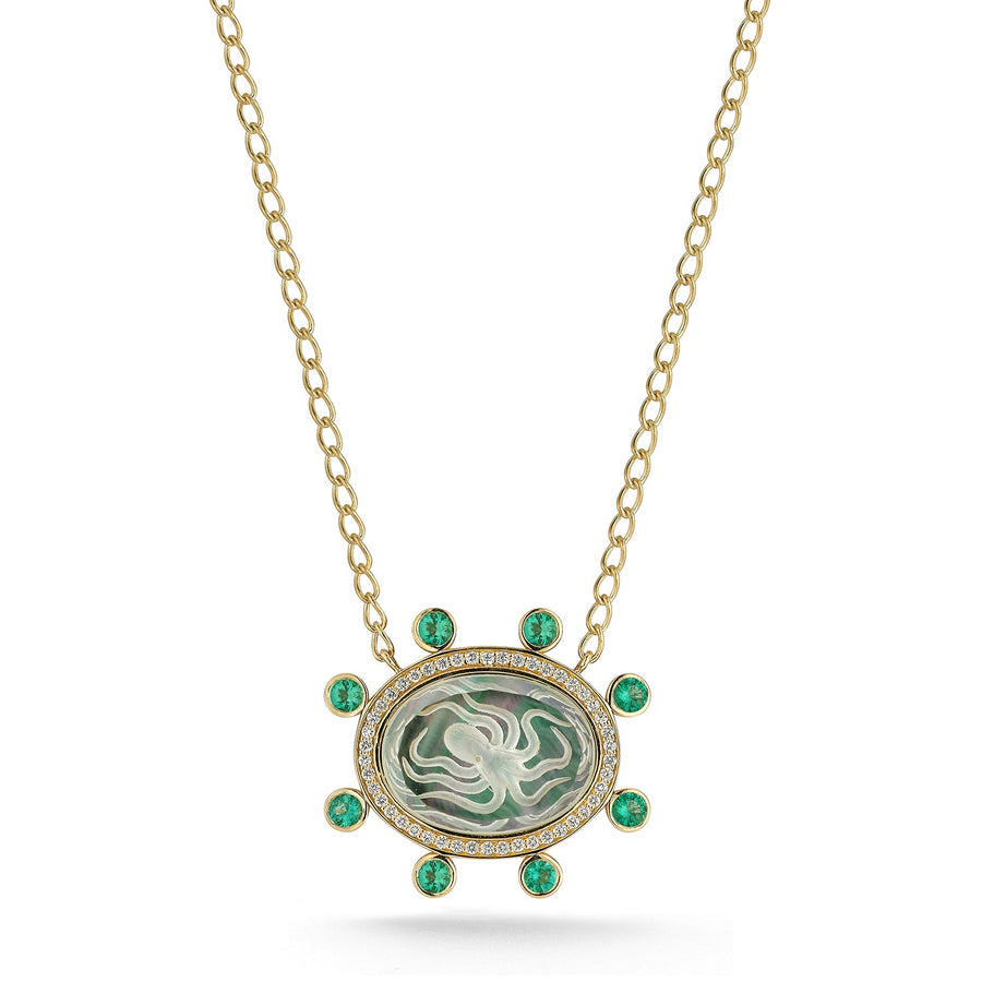 Large Octopus Caspian Necklace- Emerald
