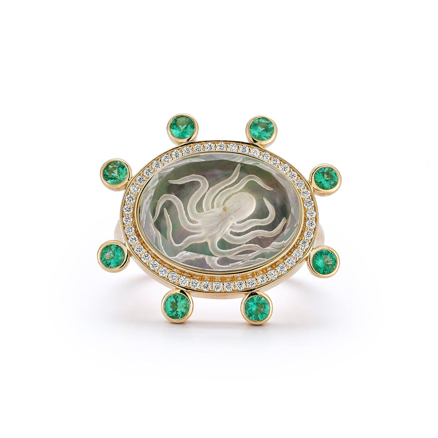 Large Caspian Ring- Emerald