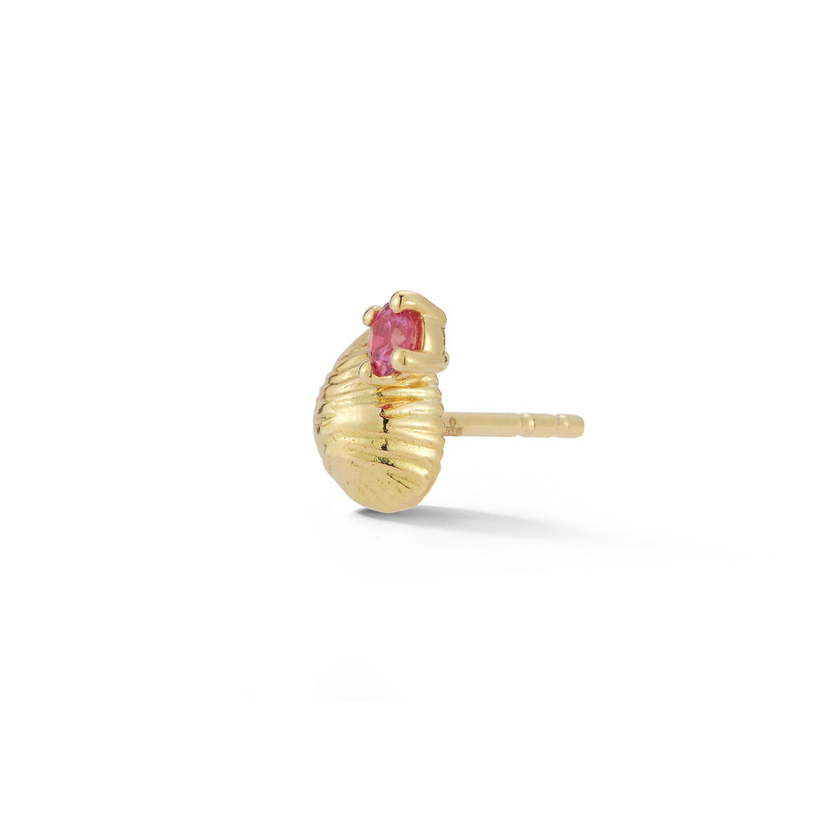 Bitsy Bean Stud with Pink Sapphire - Closed