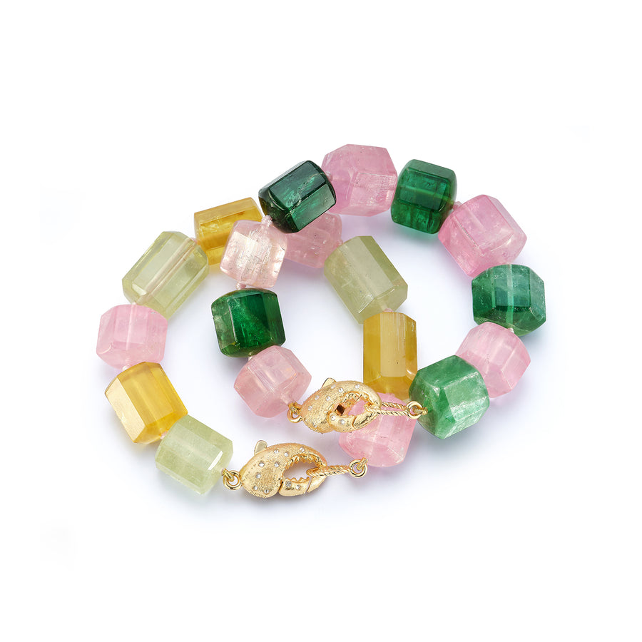 It's a LOBSTER CLASP - Pink Tourmaline and Emerald